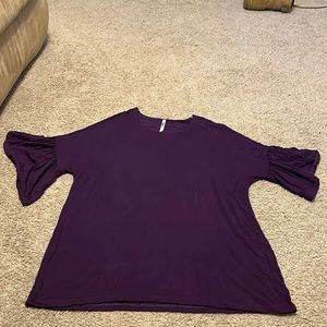 Purple ruffle short sleeve shirt